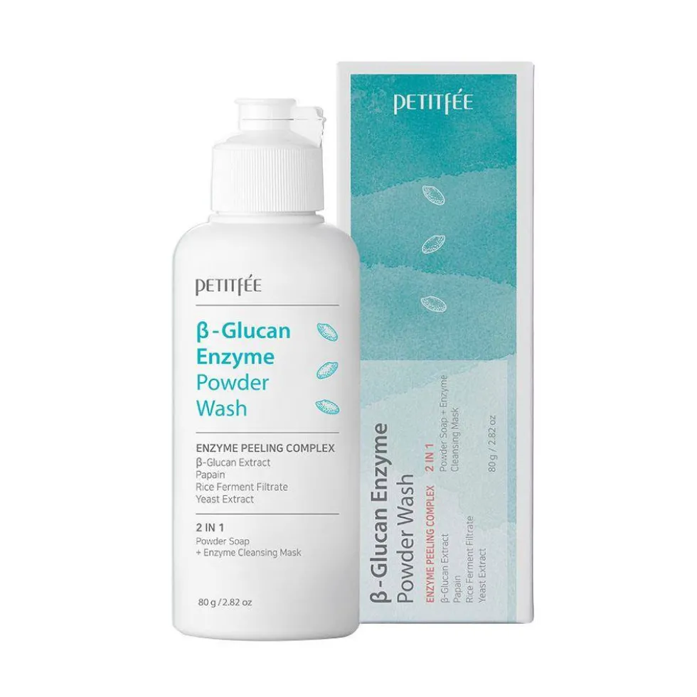 Petitfee B-Glucan Enzyme Powder Wash nawilżająco-kojący puder enzymatyczny do twarzy 80g