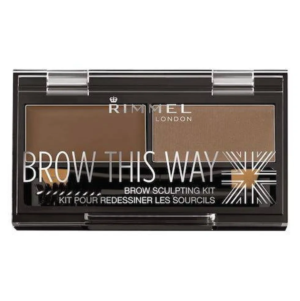 Rimmel Brow This Way Brow Sculpting Kit zestaw do konturowania brwi 002 Medium Brown 1.3g