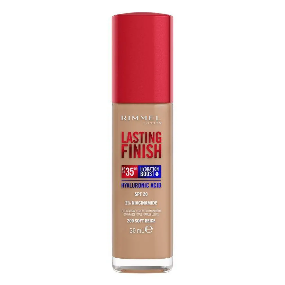 Rimmel Lasting Finish 35H silnie nawilżający i długotrwale kryjący podkład do twarzy z filtrem SPF20 200 Soft Beige 30ml