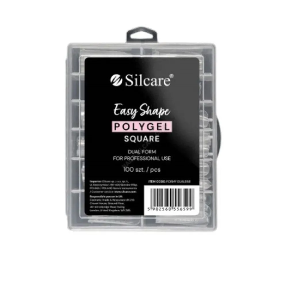 Silcare Easy Shape Polygel formy do akrylożelu Clear Dual Square 100szt.