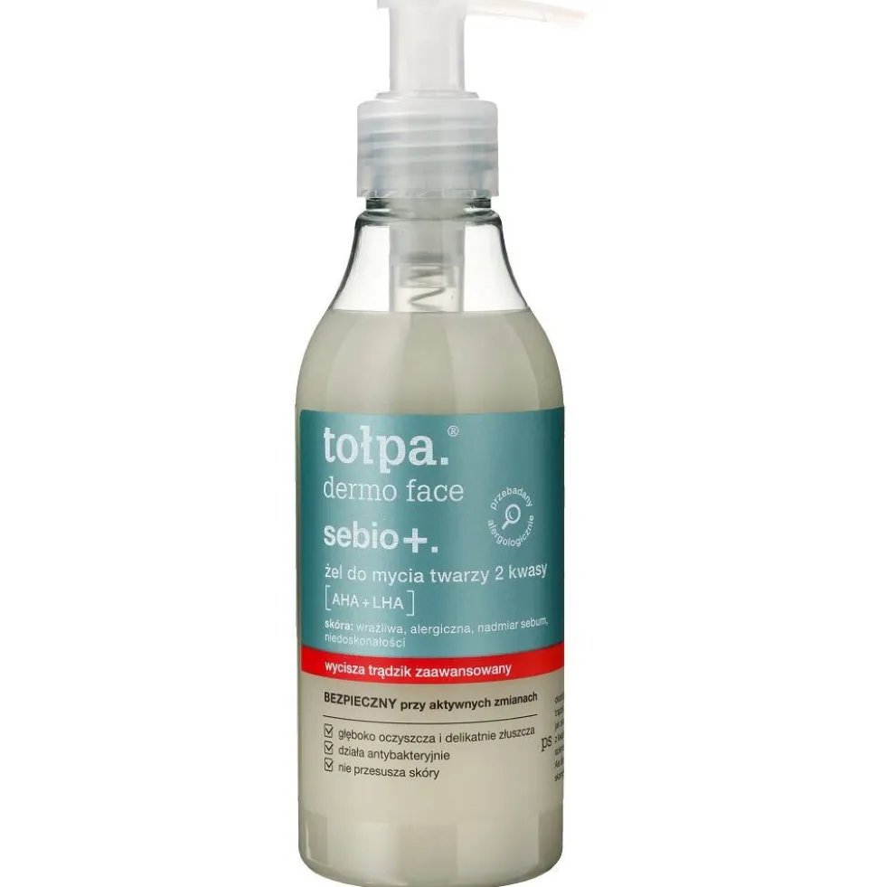 Tołpa Dermo Face Sebio+ żel do mycia twarzy 2 kwasy: AHA + LHA 195ml