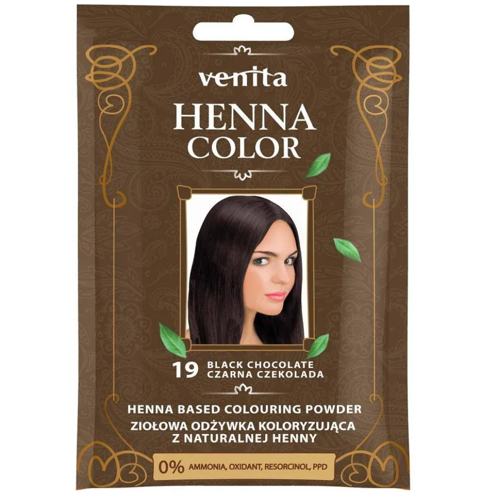 Venita Henna Color ziołowa odżywka koloryzująca z naturalnej henny 19 Czarna Czekolada
