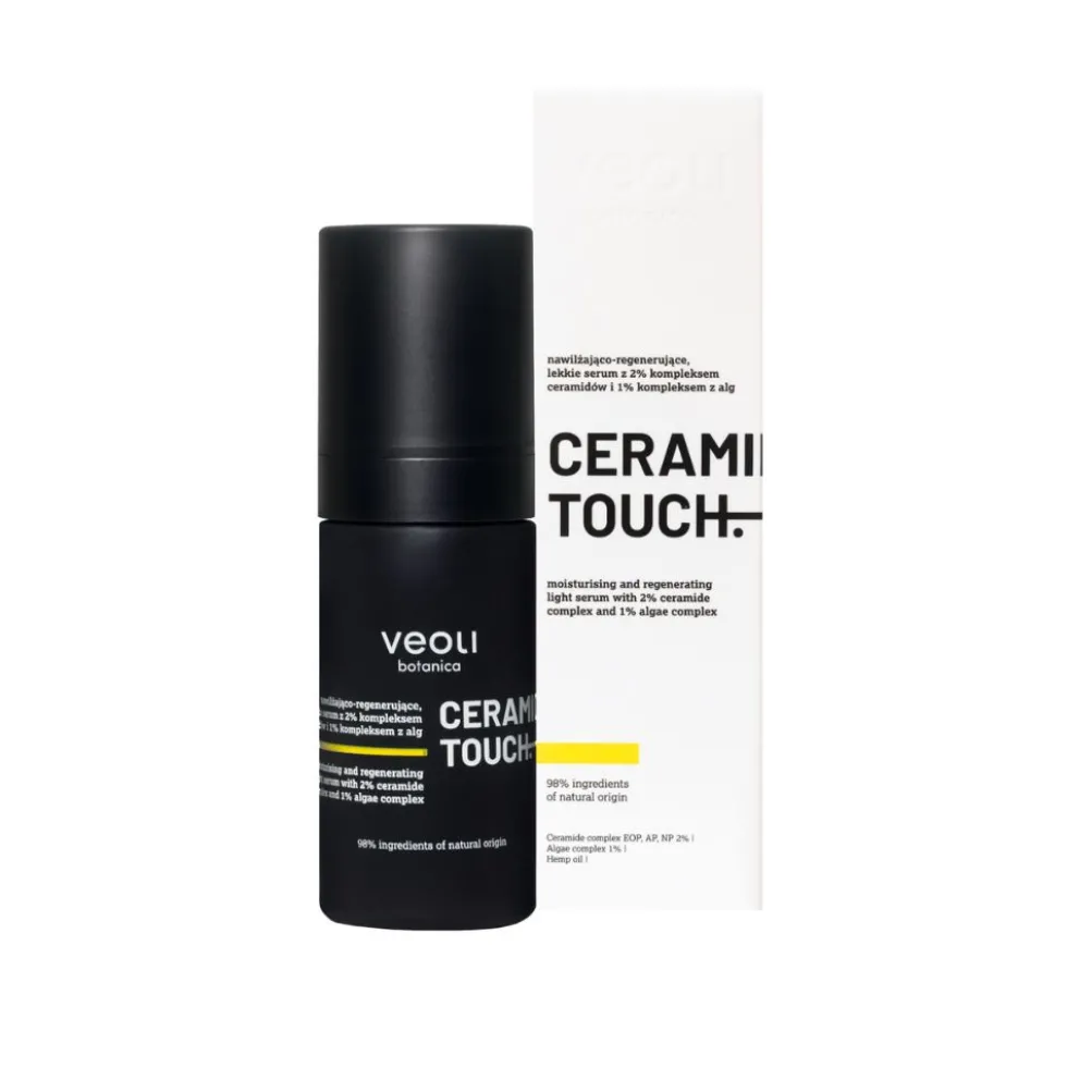 Veoli Botanica Ceramide Touch nawilżająco-regenerujące lekkie serum z 2% kompleksem ceramidów i 1% kompleksem z alg 30ml