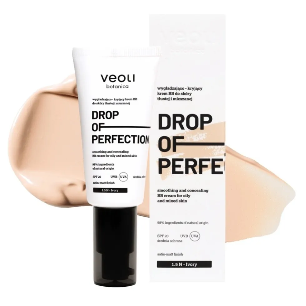 Veoli Botanica Drop Of Perfection wygładzająco-kryjący krem BB do skóry tłustej i mieszanej 1.5 N Ivory 30ml