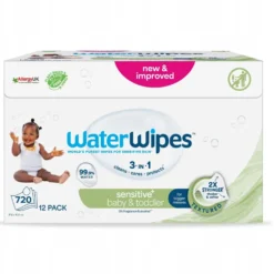 WaterWipes Sensitive+ Niemowlę i Małe Dziecko chusteczki nawilżane 99.9% wody 12x60szt.