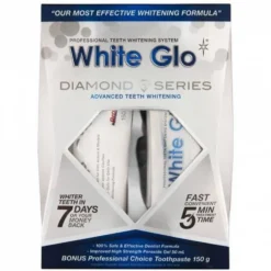 White Glo Diamond Series System zestaw wybielająca pasta do zębów 100ml + wybielający żel do zębów 50ml + nakładka na zęby