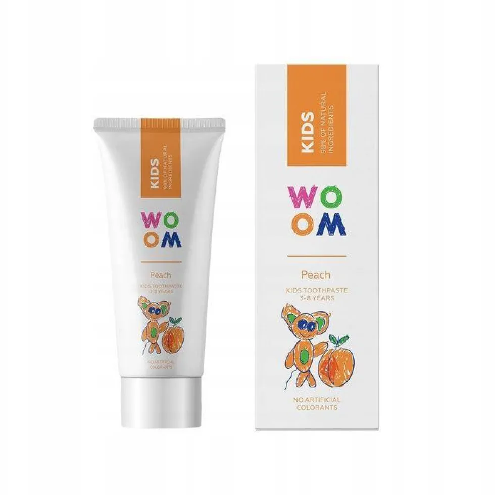 Woom Kids naturalna pasta do zębów dla dzieci 3-8 lat Brzoskwinia 50ml
