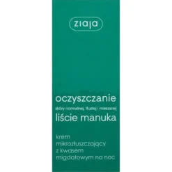 Ziaja Liście Manuka Oczyszczanie krem mikrozłuszczający z kwasem migdałowym na noc 50ml