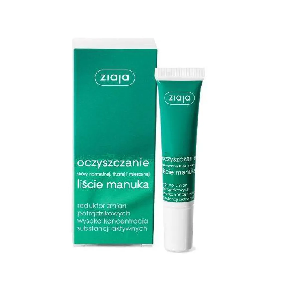 Ziaja Liście Manuka Oczyszczanie reduktor zmian potrądzikowych wysoka koncentracja substancji aktywnych 15ml