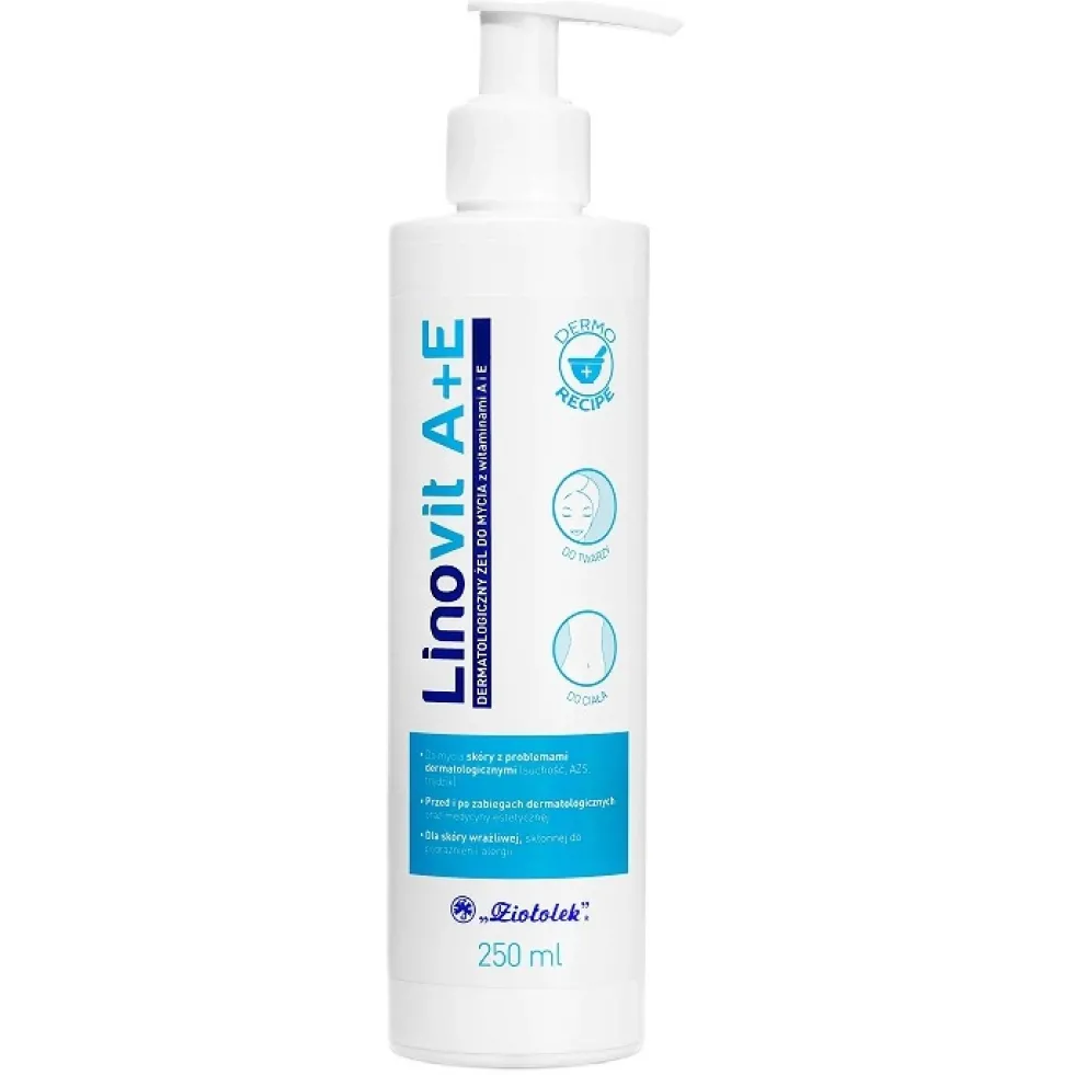 Ziołolek Linovit A+E dermatologiczny żel do mycia z witaminami A i E 250mm
